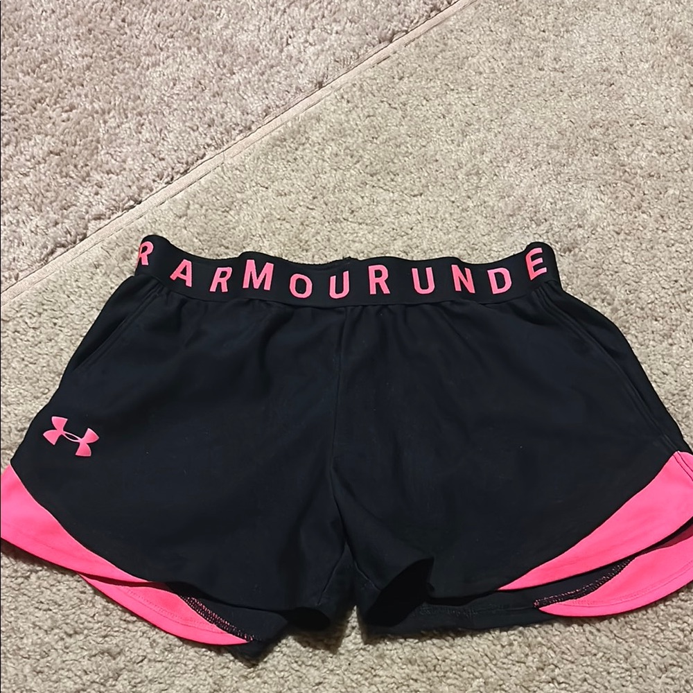 Under Armour Women's Black and Pink Shorts